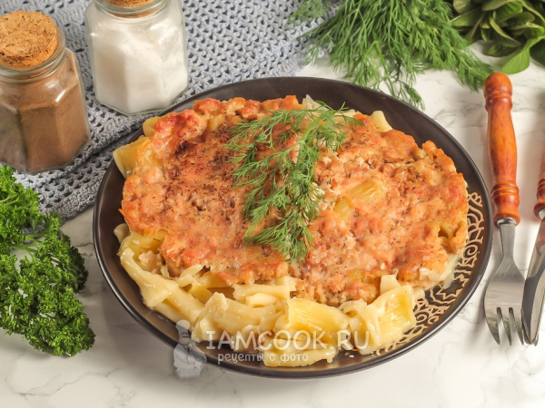 Макароны с куриным фаршем в духовке, рецепт с фото