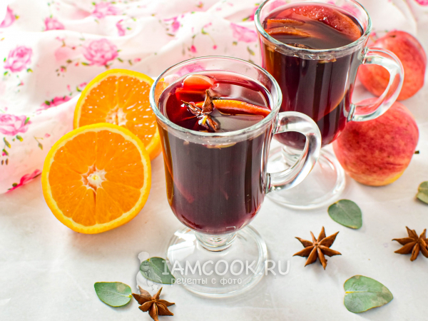 Глинтвейн с апельсином и яблоком, рецепт с фото