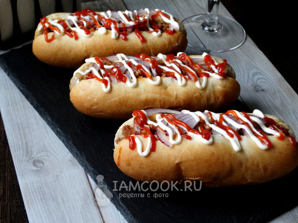 Хот-дог с фаршем, рецепт с фото