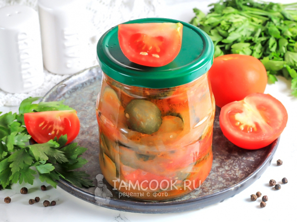 Салат из огурцов и помидоров без стерилизации на зиму, рецепт с фото