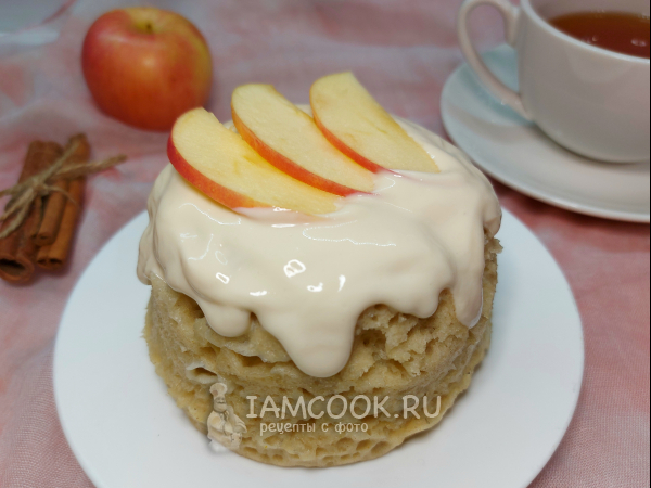 Кекс с яблоками в микроволновке, рецепт с фото