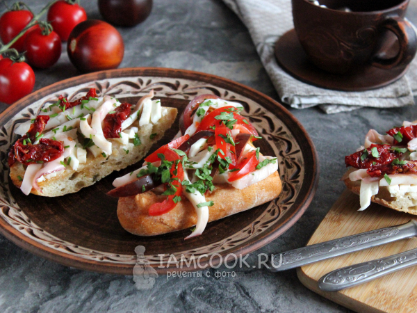Брускетта с кальмаром, рецепт с фото