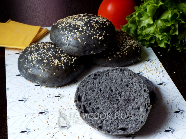 Булочки для чёрного бургера, рецепт с фото