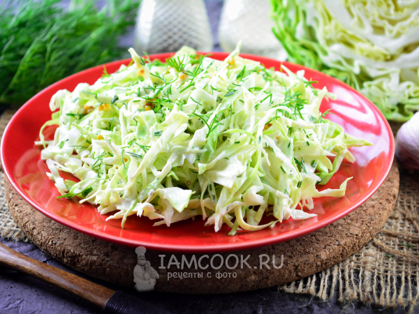 Салат из молодой капусты с майонезом, рецепт с фото