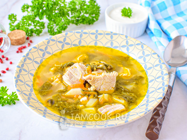Щавелевый суп с индейкой, рецепт с фото