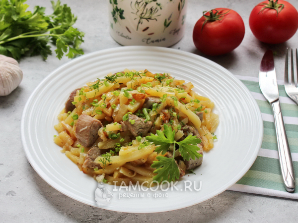 Жареная картошка с индейкой, рецепт с фото