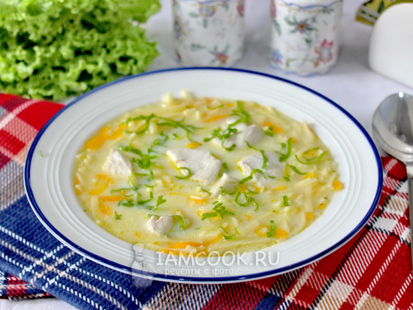 Молочный суп с курицей, рецепт с фото