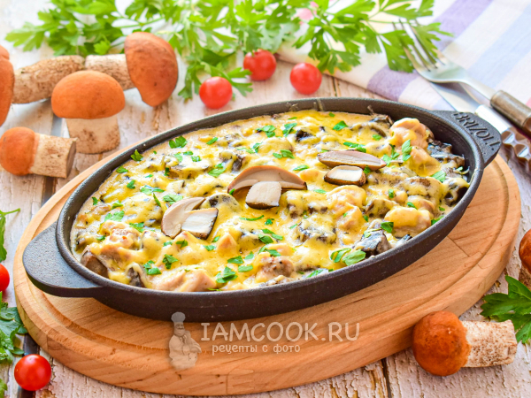 Жульен с курицей и подосиновиками, рецепт с фото