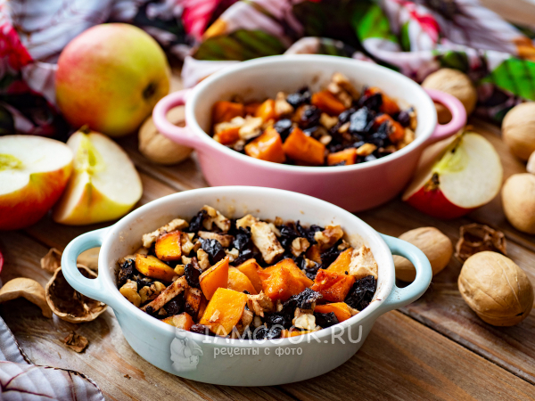 Тыква с черносливом в духовке, рецепт с фото