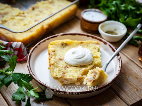 Картофельная бабка с курицей в духовке, рецепт с фото