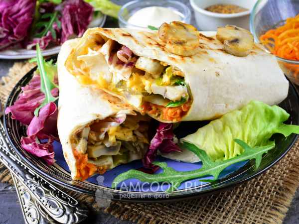 Шаурма с грибами, рецепт с фото