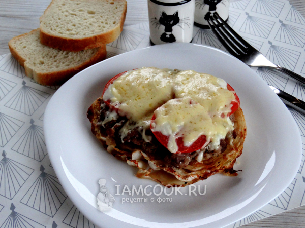 Стейк из капусты с фаршем, рецепт с фото