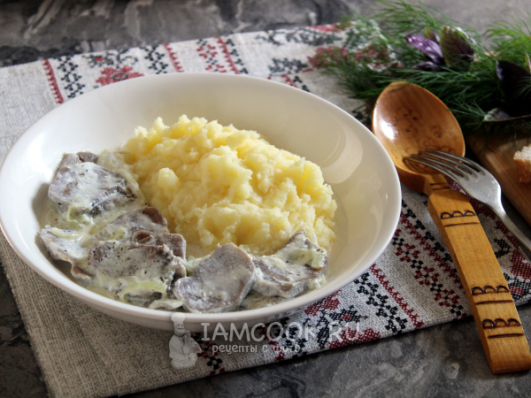 Свиной язык в сливочном соусе, рецепт с фото