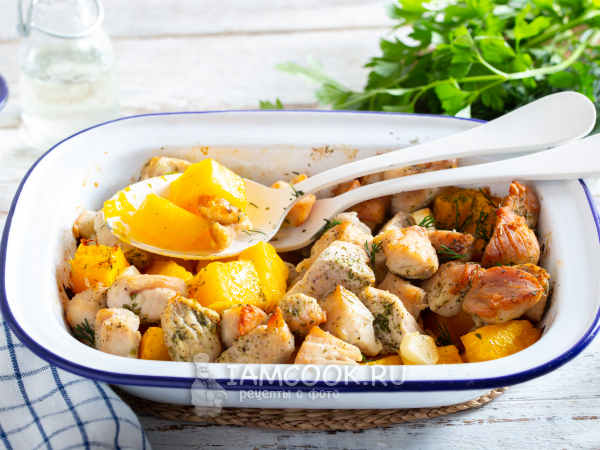 Индейка с тыквой в духовке, рецепт с фото