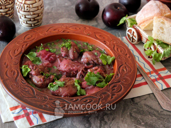 Чахохбили из курицы без помидоров (со сливами), рецепт с фото