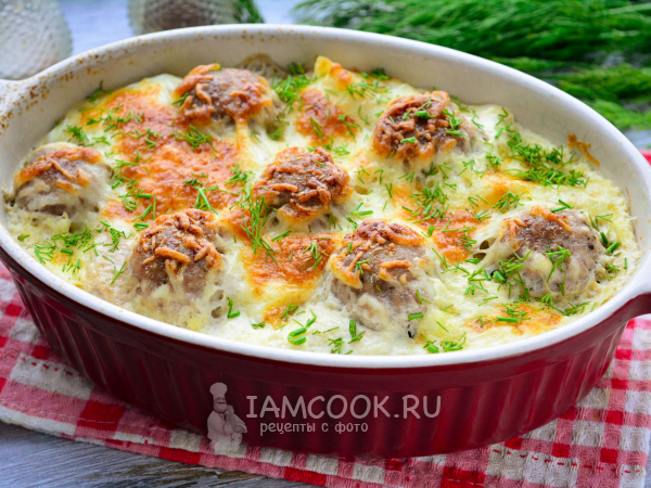Макароны с фрикадельками в духовке, рецепт с фото
