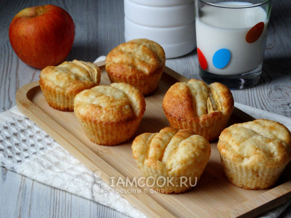 Кексы (маффины) с творогом и яблоками, рецепт с фото