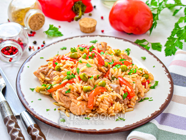 Курица с рисом по-испански, рецепт с фото