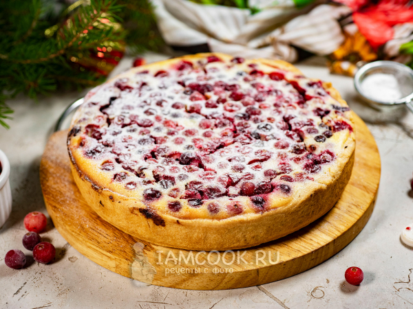 Пирог с клюквой и творогом, рецепт с фото