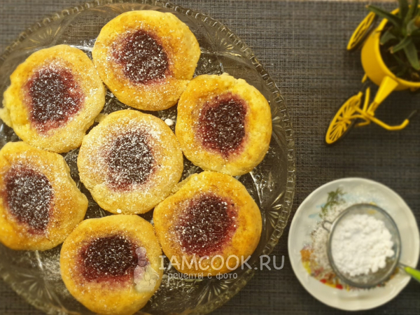 Творожное печенье с джемом, рецепт с фото