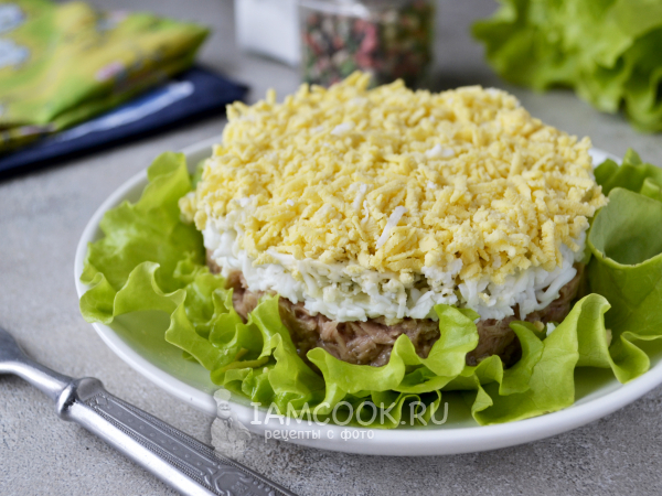 Салат с тунцом и плавленым сыром, рецепт с фото