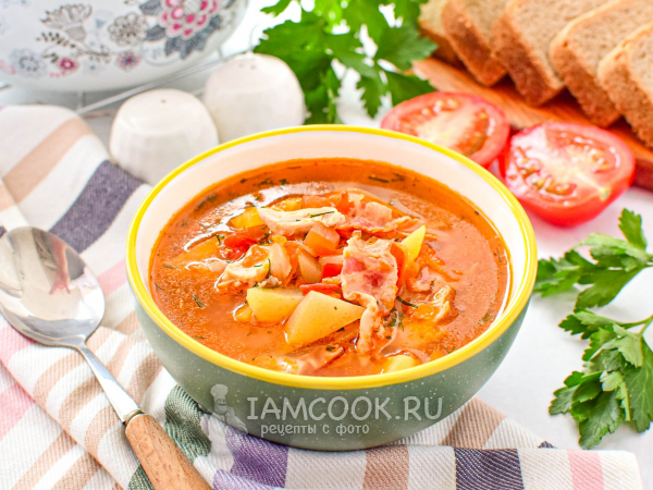 Томатный суп с курицей, рецепт с фото