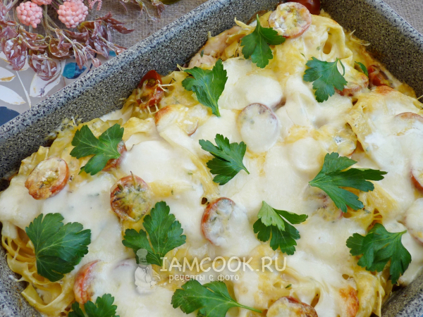 Феттуччине с курицей и шампиньонами, рецепт с фото
