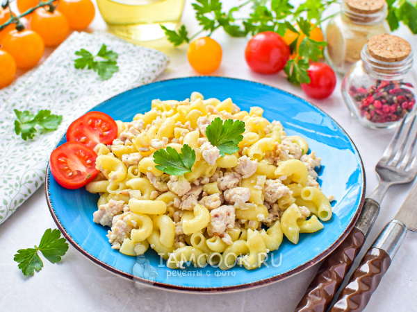 Макароны по-флотски с куриной грудкой, рецепт с фото