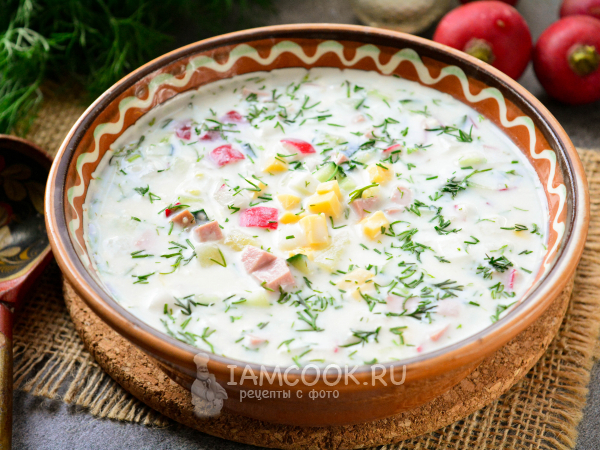 Окрошка с сыром, рецепт с фото