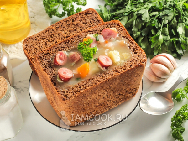 Гороховый суп в хлебе, рецепт с фото