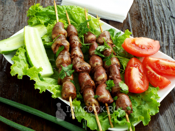 Куриные сердечки на мангале в соевом соусе, рецепт с фото