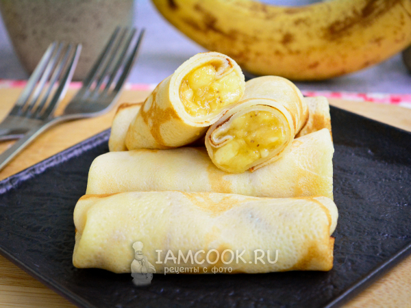 Блины с банановой начинкой, рецепт с фото