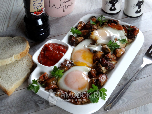 Яичница с мидиями, рецепт с фото