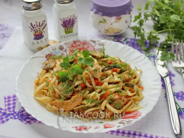 Лапша удон со свининой в соусе терияки, рецепт с фото