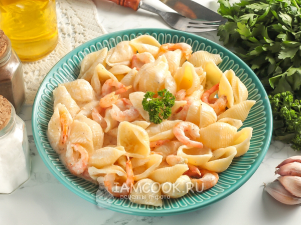 Паста с креветками в сметанном соусе, рецепт с фото