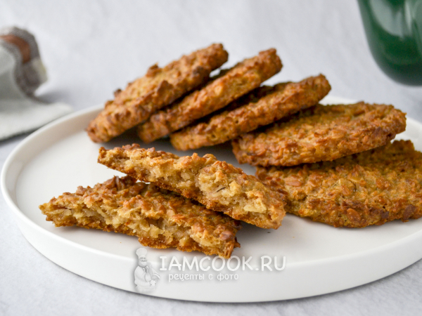 Постное печенье из овсяных хлопьев, рецепт с фото