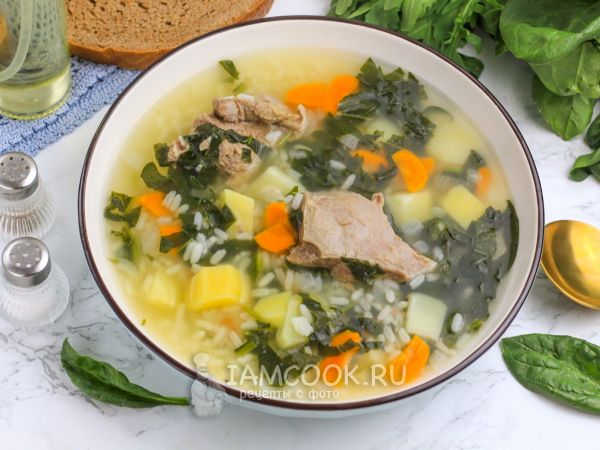 Суп со шпинатом на говяжьем бульоне, рецепт с фото