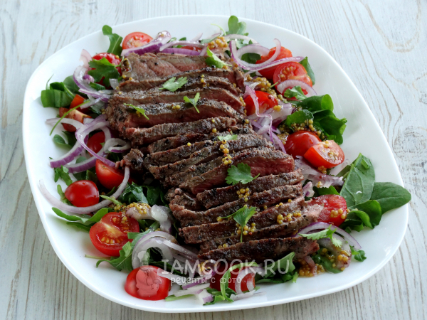 Стейк салат (с говядиной), рецепт с фото
