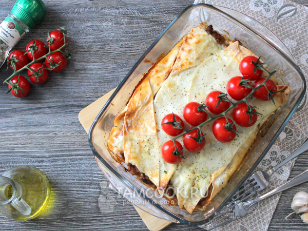 Лазанья из тортильи с фаршем, рецепт с фото