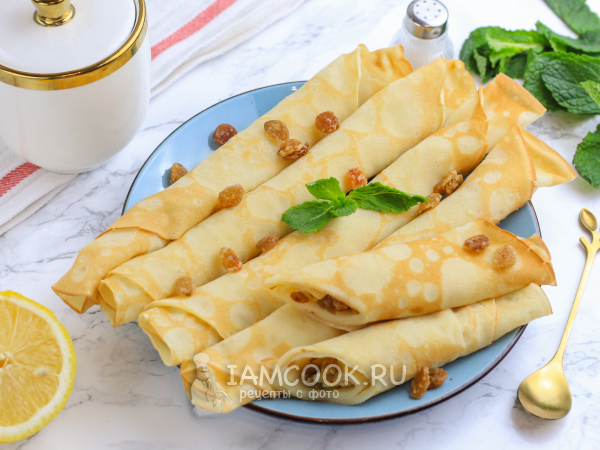 Блины с изюмом (на молоке), рецепт с фото