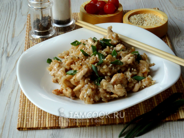 Рис с курицей в соусе терияки, рецепт с фото