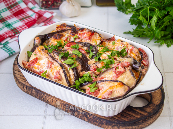 Баклажаны слоями с помидорами и сыром в духовке, рецепт с фото