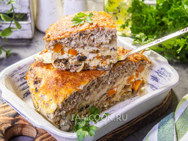 Куриная запеканка с гречкой, рецепт с фото