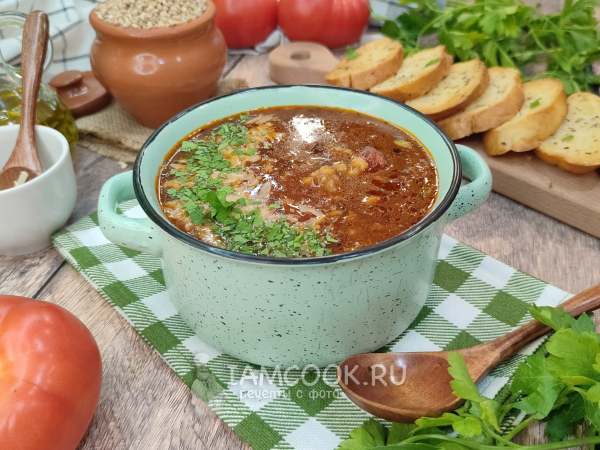 Суп с полбой и томатами, рецепт с фото