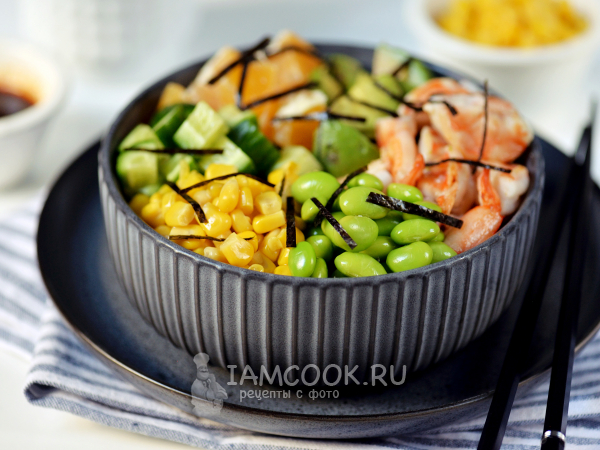 Поке с бобами эдамаме, рецепт с фото