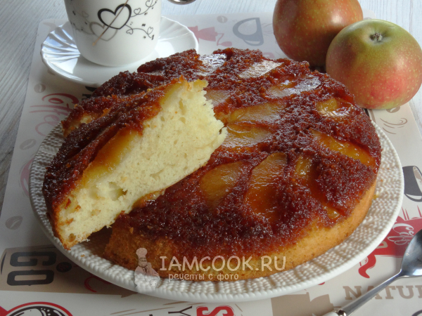 Яблочный пирог-перевертыш с карамелью, рецепт с фото