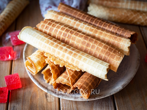 Вафельные трубочки на растительном масле, рецепт с фото