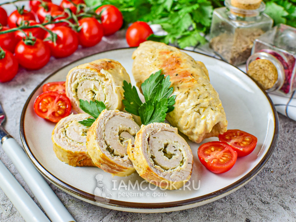 Рулетики из индейки с творожным сыром, рецепт с фото