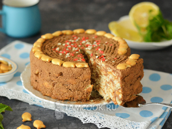 Торт из печенья Рыбки со сметаной, рецепт с фото