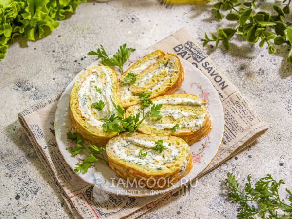 Кабачковый рулет с рикоттой, рецепт с фото